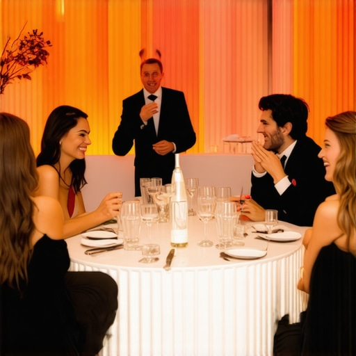 Strategic networking furniture and interactive magic layout Corporate event furniture layout featuring interactive magic to spark guest conversation
