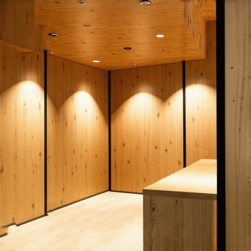 High-end sustainable modular trade show booth made of reclaimed wood and aluminum.