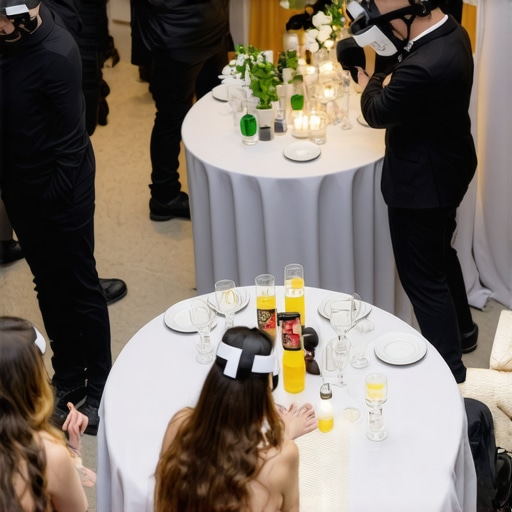 Corporate event guests using VR headsets and interactive entertainment at a networking mixer.