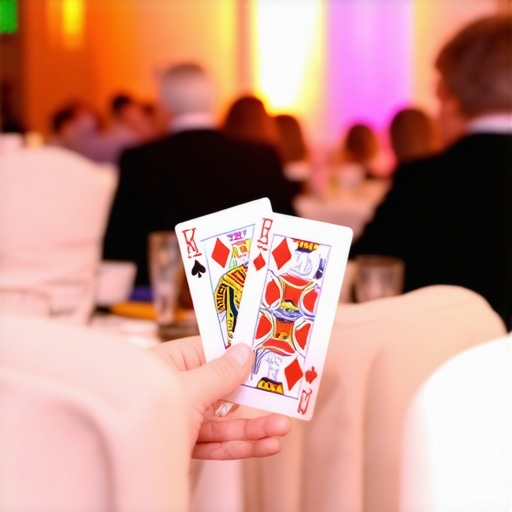 Magician focusing audience attention during a close-up performance.