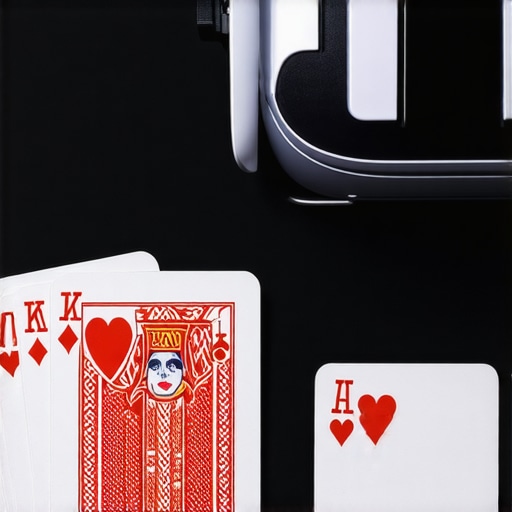 A deck of cards and a VR headset on a conference table.