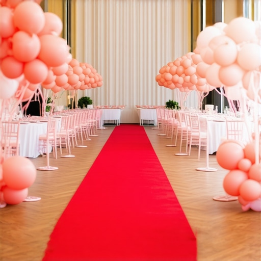 A professionally organized event space with clear sightlines and high-end rentals.
